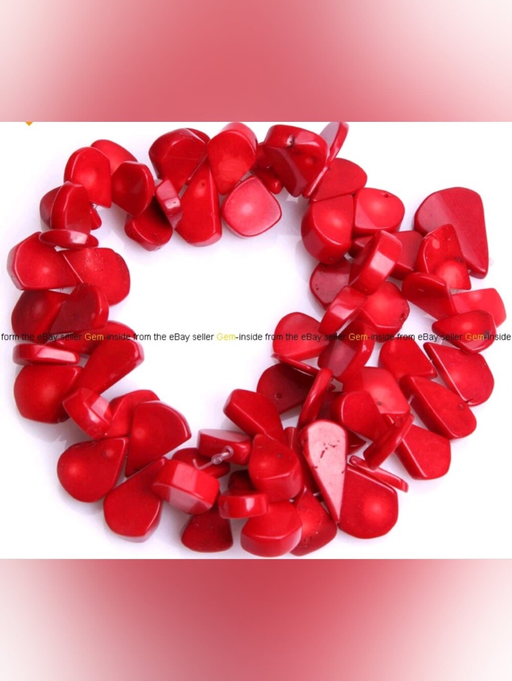 Red Coral Teardrop Beads - Picture 3 of 4